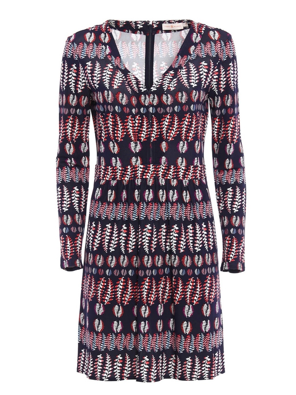 Tory Birch Fantasy Printed Long Sleeve Mini Dress Blue Red White Size Small/P